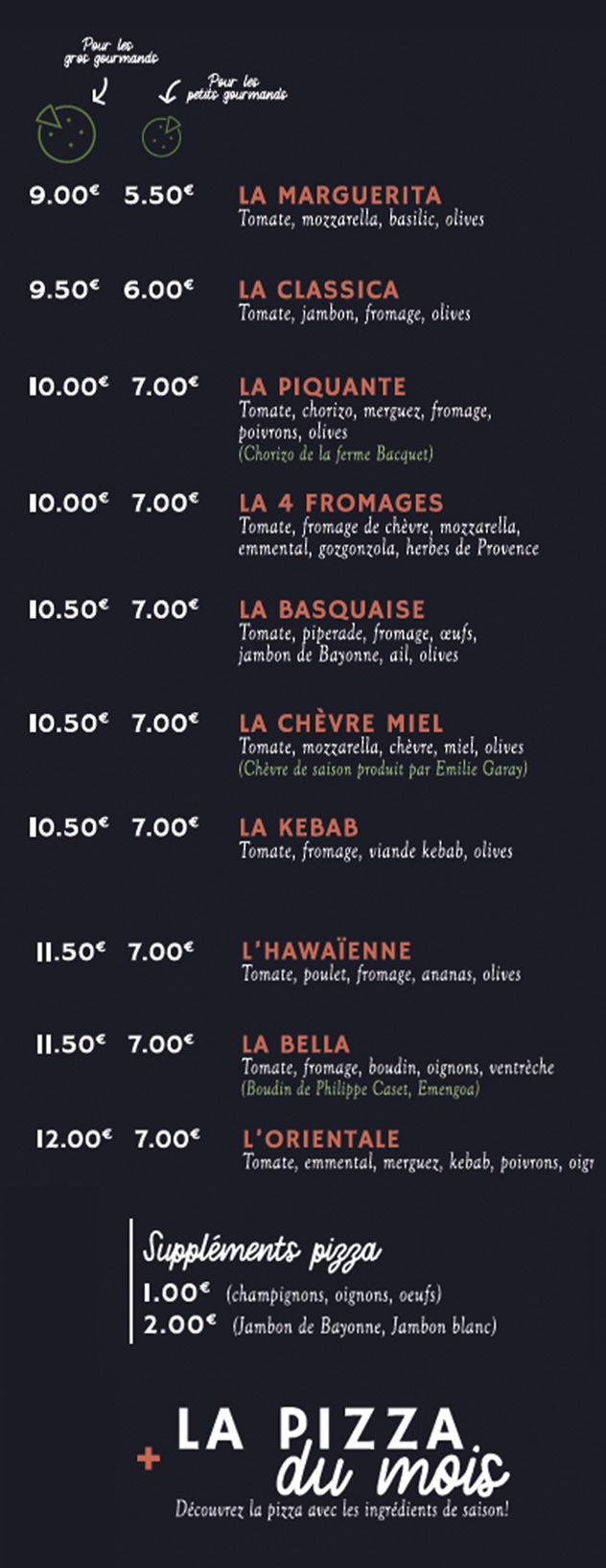 Nos pizzas PIZZA BELLA